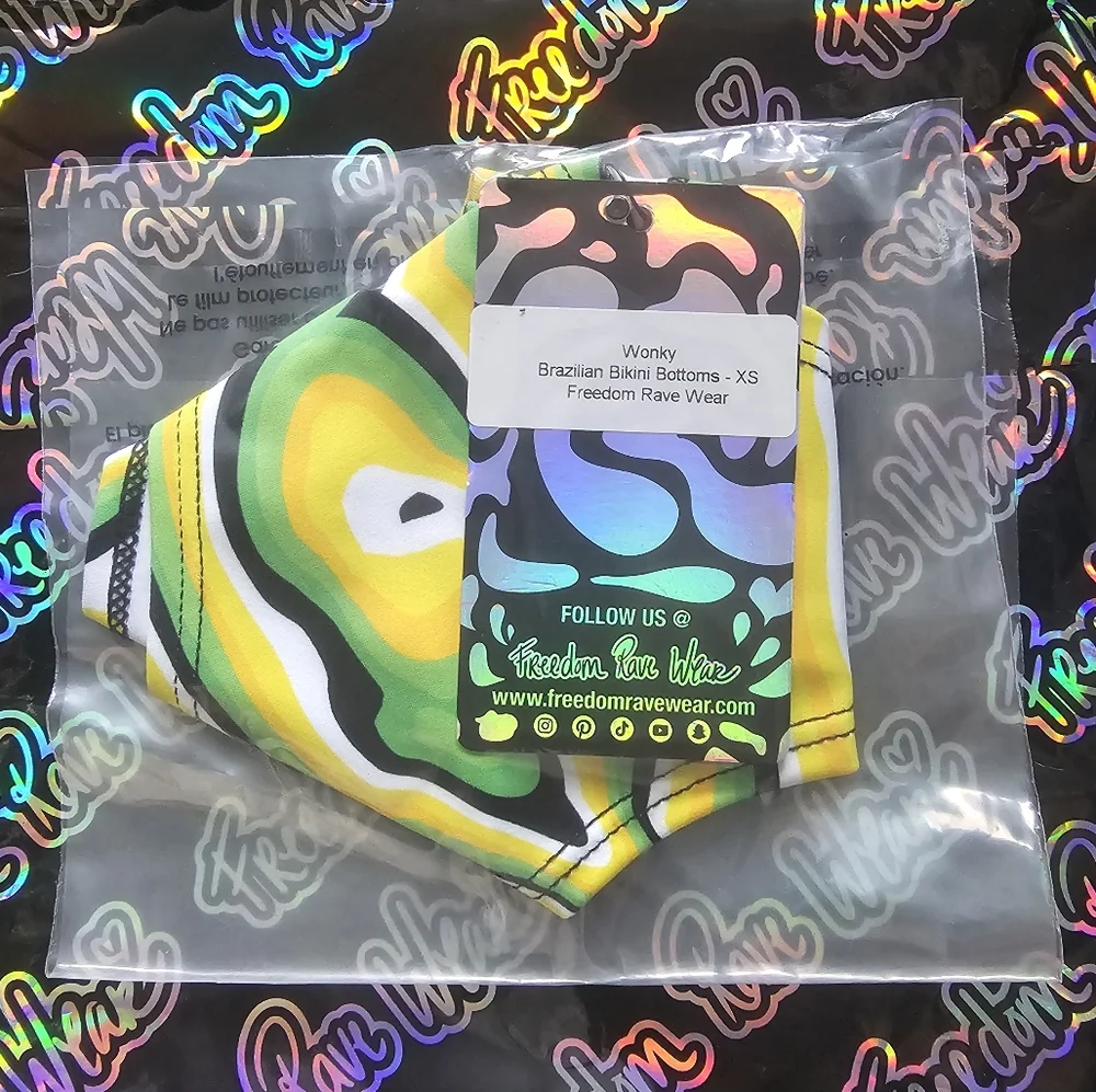 Freedom Ravewear Wonky Brazilian Bikini Bottoms Sz XS - Picture 2 of 8